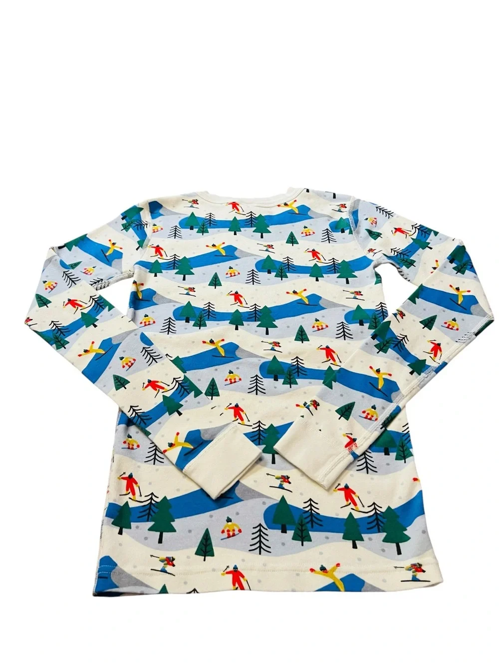 Hanna Andersson White and Blue Ski Print Kids Pajama Set Size 14